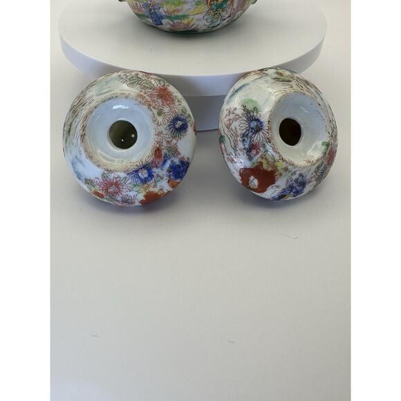 Vintage Geisha Girl Sugar Bowl and S & P Porcelian Green Handles Japan - Picture 6 of 10